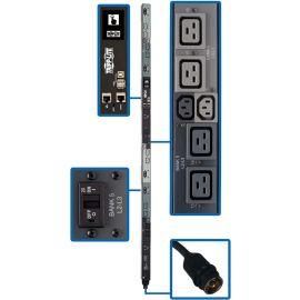Tripp Lite by Eaton PDU 14.4kW 208V 3PH Monitored Per-Outlet PDU - LX Interface Gigabit 18 Outlets 50A CS8365C Input LCD 1.8 m Cord 0U 1.8 m Height TAA