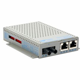 10/100/1000 2XRJ-45 POE+ MEDIA CONVERTER ST SM 1310 30KM AC -40-60