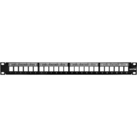 Leviton QuickPort Patch Panel with Magnifying Lens Label Holder, 24-Port, 1RU