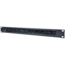 INTELLINET 1U, WITH BRUSH INSERT CABLE ENTRY PANEL FOR NETWORK CABINETS, BLACK
