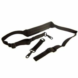SHOULDER STRAP, BREAK-AWAY, BLACK NYLON, ADJUSTABLE TO 56 INCHES. SAFETY RELEASE