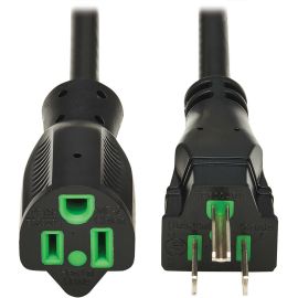 Eaton Tripp Lite Series Safe-IT Antibacterial Hospital-Grade Extension Cord, 5-15P to 5-15R - Green Dot, 13A, 125V, 16 AWG, Black, 6 ft. (1.8 m)