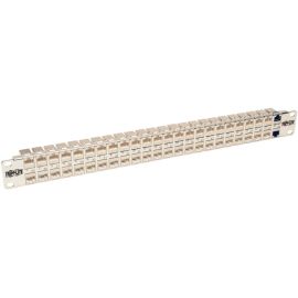 Tripp Lite by Eaton 48-Port 1U Rack-Mount STP Shielded Cat6a Feedthrough Patch Panel RJ45 Ethernet TAA