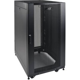 Tripp Lite by Eaton 25U SmartRack Shallow-Depth Half-Height Rack Enclosure Doors Side Panels Heavy-Duty Casters