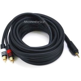 STEREO M TO 2RCA M CABLE 15FT - BLACK