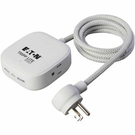 Tripp Lite by Eaton Safe-IT 32W 2-Outlet Power Strip - 5-15R Outlets, 3 USB Ports, 6 ft. (1.8 m) Cord, Antimicrobial Protection, White