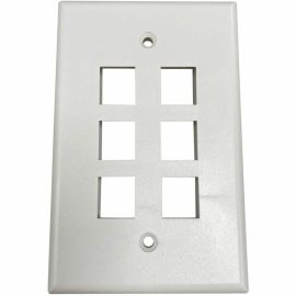 Tripp Lite by Eaton Safe-IT 6-Port Single-Gang Keystone Wall Plate, Antibacterial, Ivory Matte, TAA