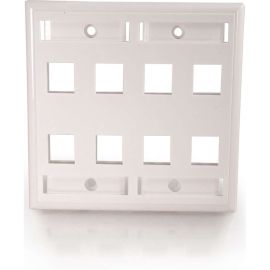 8-PORT DOUBLE GANG MULTIMEDIA KEYSTONE WALL PLATE - WHITE