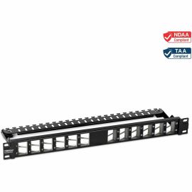 TRENDnet 24-Port Blank Angled Keystone Shielded 1U Patch Panel, TC-KP24SA, STP, Cat6A, Cat5, Cat5e, Cat6, 19