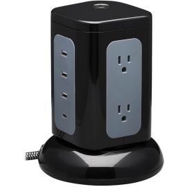 Tripp Lite by Eaton 6-Outlet Surge Protector Tower 3x USB-A 1x USB-C 8 ft. Cord 5-15P Plug 1800 Joules Black