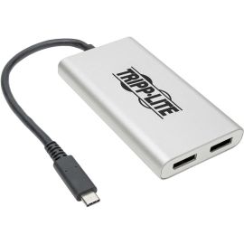 Tripp Lite by Eaton Dual-Monitor Thunderbolt 3 to DisplayPort Adapter - 4K/5K @ 60 Hz M/2xF 4:4:4 Silver