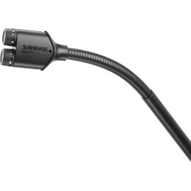 CONDENSER GOOSENECK MICROPHONE WITH TWO CAPSULES FOR FAIL-SAFE, REDUNDANT AUDIO