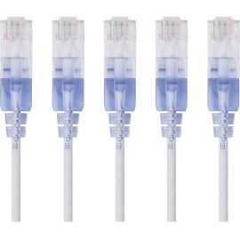 SLIM CAT6A PATCH CABLE,5-PACK_10FT WHIT