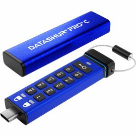 iStorage datAshur PRO+C 256GB | Secure USB Type-C Memory Stick | FIPS 140-3 Level 3 pending | PIN protected | Type C-A adapter included.