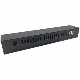 THIS CABLE MANAGER IS DESIGNED TO MOUNT TO A STANDARD 19 RACK TO ORGANIZE CABLES