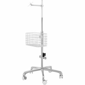 CTA Digital Medical Rolling Cart with VESA Articulating Arm, Basket, and Power Strip Holder