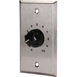 20W, 10-STEP, ATTENUATOR, SINGLE-GANG, STAINLESS STEEL FACEPLATE, PRINTED POSITI