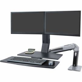 Ergotron WorkFit Mounting Arm for Flat Panel Display - Polished Black
