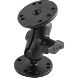 RAM 1 INCH BALL MOUNT WITH SHORT DOUBLE SOCKET ARM & 2/2.5 INCH ROUND BASES THAT