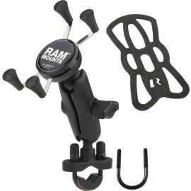 RAM HANDLEBAR RAIL MOUNT WITH ZINC COATED U-BOLT BASE AND UNIVERSAL X-GRIP CELL/