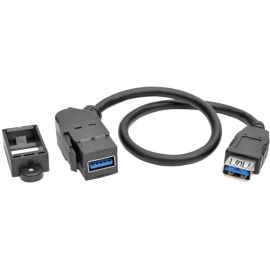 Tripp Lite by Eaton USB 3.0 All-in-One Keystone/Panel Mount Coupler Cable (F/F) Angled Connector Black 1 ft. (0.31 m)