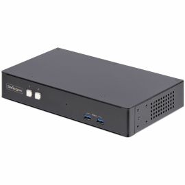 StarTech.com 2-Port Dual-Monitor DisplayPort KVM Switch, RS232 Serial Control, 4K 60Hz, 2x USB 5Gbps Hub Ports, TAA Compliant