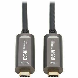 Tripp Lite by Eaton USB-C AOC Cable (M/M) - USB 3.2 Gen 2 (10 Gbps) Plenum-Rated Fiber Active Optical Cable - Data Only Backward Compatible Black 15 m (49 ft.)