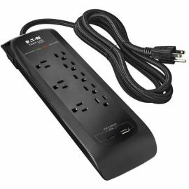 8-OUTLET SURGE PROTECTOR 5-15R 2400J 2 USB CHARGING PORTS 8FT CORD