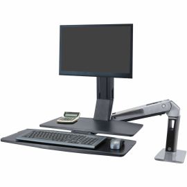 Ergotron WorkFit Mounting Arm for Flat Panel Display - Polished Black