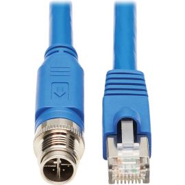 Eaton Tripp Lite Series M12 X-Code Cat6a 10G F/UTP CMR-LP Shielded Ethernet Cable (M12 M/RJ45 M), IP68, PoE, Blue, 5 m (16.4 ft.)