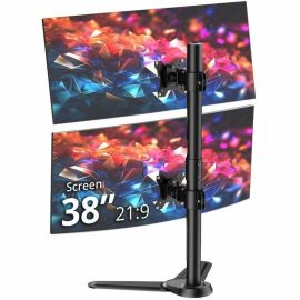 DUAL 38 INCH STACK MONITOR POLE FREESTAND 26.5 LBSBLACK