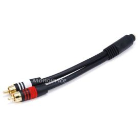 STEREO F TO 2RCA M CABLE 6IN - BLACK