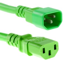 POWER CORD C13 - C14, 18AWG, 10AMP, 250V, SVT JACKET, GREEN, 1FT, IEC C13 TO IEC