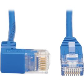 Tripp Lite by Eaton Down-Angle Cat6 Gigabit Molded Slim UTP Ethernet Cable (RJ45 Right-Angle Down M to RJ45 M) Blue 7 ft. (2.13 m)