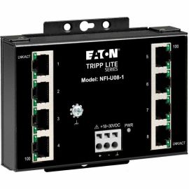 Tripp Lite by Eaton 8-Port Unmanaged Fast Industrial Ethernet Switch 10/100 Mbps Ruggedized -40 to 75C DIN/Wall Mount - TAA Compliant
