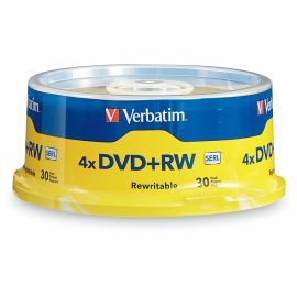 Verbatim 94834 DVD Rewritable Media - DVD+RW - 4x - 4.70 GB - 30 Pack Spindle