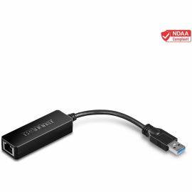 TRENDnet USB 3.0 To Gigabit Ethernet Adapter, Full Duplex 2Gbps Ethernet Speeds, Up To 1Gbps, USB-A, Windows & Mac Compatibility, USB Powered, Simple Setup, Black, TU3-ETG