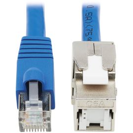 Tripp Lite by Eaton Cat6a Keystone Jack Cable Assembly - Shielded PoE+ RJ45 M/F 18-in. (45.72 cm) Blue