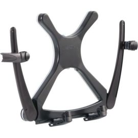 LAPTOP HOLDER FOR ARM, PC SILVER WITH BLACK DELRIN PLASTIC BACKING. SECURELY GRI