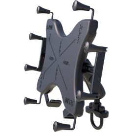 RAM HANDLEBAR RAIL MOUNT WITH ZINC COATED U-BOLT BASE AND UNIVERSAL X-GRIP HOLDE