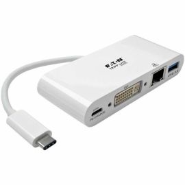 Tripp Lite by Eaton USB-C Multiport Adapter DVI USB 3.x (5Gbps) Hub Port Gbe and PD Charging White
