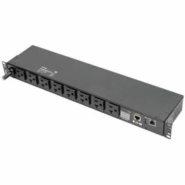 Tripp Lite by Eaton PDU 1.9kW Single-Phase Switched PDU LX Interface 120V Outlets (8 5-15/20R) NEMA L5-20P/5-20P input 12 ft. (3.66 m) Cord 1U Rack TAA