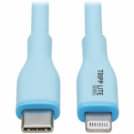 Eaton Tripp Lite Series Safe-IT USB-C to Lightning Sync/Charge Antibacterial Cable, Ultra Flexible, MFi Certified - USB 2.0 (M/M), Light Blue, 6 ft. (1.83 m)