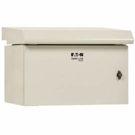 Tripp Lite by Eaton SmartRack Industrial Enclosure with Lock - NEMA 3R, Wall Mount, Metal Construction, Hinged Back, Internal Fans, 28 in. Depth, 9U, Gray