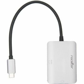 Rocstor Premium USB-C to HDMI & VGA Dual Port Adapter - HDMI 4K @30Hz, VGA 1080p - USB Type- C to 1x HDMI & 1x VGA - 2-Port Adapter - for Mac and Windows - 4Kx2K 30Hz HDMI Resolutions up to 3840x2160, VGA Resolutions up to 1920x10