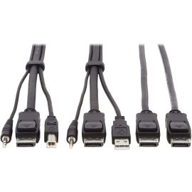 Tripp Lite by Eaton Dual DisplayPort KVM Cable Kit - DP USB 3.5 mm Audio (3xM/3xM) + DP (M/M) 4K 4:4:4 6 ft. (1.83 m) Black