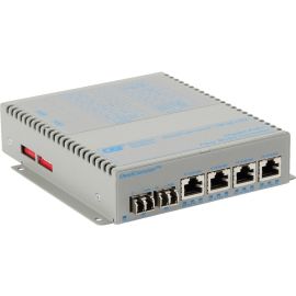 Omnitron Systems OmniConverter GPoE+/SX 4x PoE+ 2x LC Multimode 550m US AC Powered