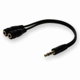 5PK 3.5mm Audio Input Male to 2x3.5mm Audio Output Female Black Adapters