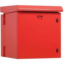 Tripp Lite by Eaton SmartRack Industrial Enclosure with Lock - NEMA 3R, Wall Mount, Metal Construction, Hinged Back, Internal Fans, 28 in. Depth, 12U, Red