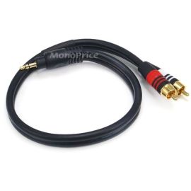 STEREO M TO 2RCA M CABLE 1.5FT- BLACK